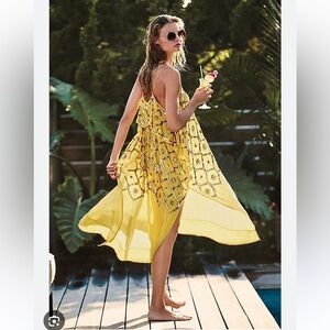 Rare Free People Electric Sky Embellished Sequins Maxi Dress XS